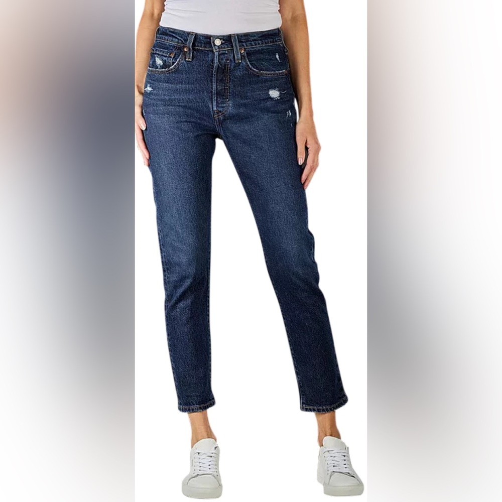 LEVI’S 501 high rise skinny‎ distressed jeans. Button-fly Women 26